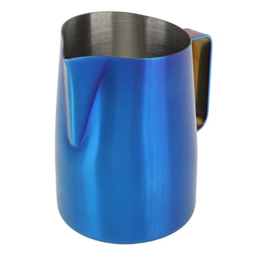 KIMISS Taza Vaporizadora de Espuma de Leche - Jarra de Leche de Acero Inoxidable Azul Titanio para café Al y Arte con - Taza Espumadora de Multiusos (600ml)