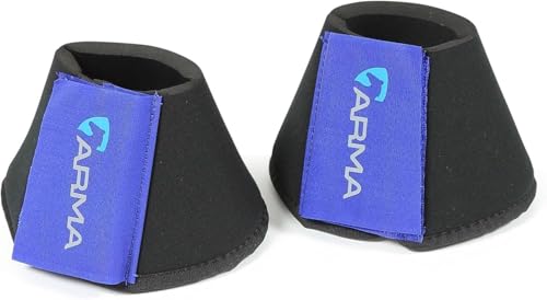 Image of Shires Arma Neoprene Bell Boots - Anti-Spin Double Lock Shock Absorbing Horse Overreach Boots Royal Blue /X-Full