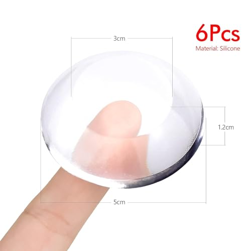 Image of Silicone Door Bumper Stopper 6 PCS | Self Adhesive Transparent Wall Protector for Door Handle, Knob & Furniture | Anti-Collision Wall Guard for Home, Office & Cabinet Protection