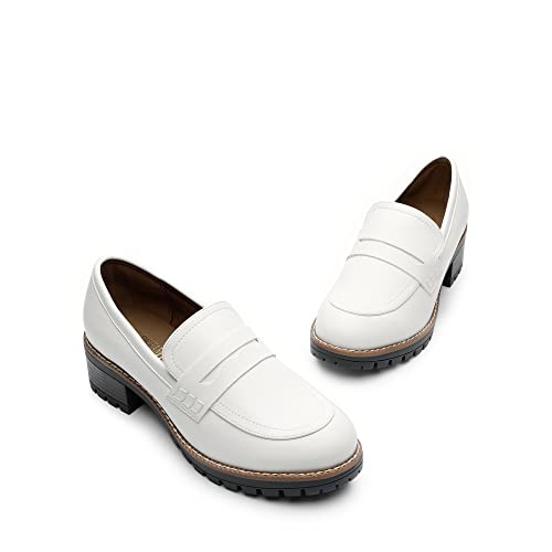 Image of DREAM PAIRS Women's Platform Chunky Heeled Loafers, Womens Business Casual Shoes