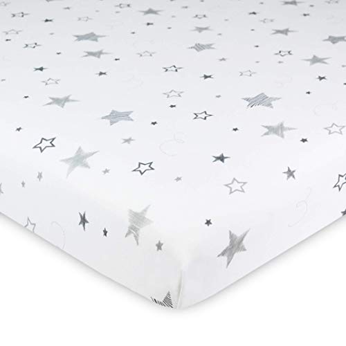Image of TL Care Printed 100% Cotton Knit Fitted 18 inch x 36 inch Cradle /Bassinet Sheet - Compatible with Mika Micky Bassinet, Super Stars, Soft Breathable, for Boys and Girls