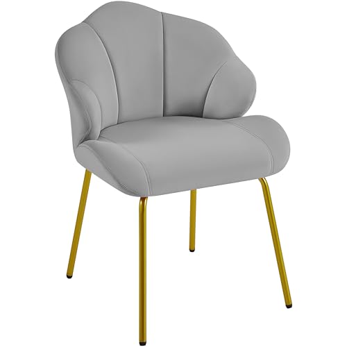 Yaheetech Fauteuil de Salon Moderne, Design Coquillage, Chaise de Chambre à Coucher Confortable, Rembourré, Ergonomique, Fauteuil en Velours avec Dossier,...