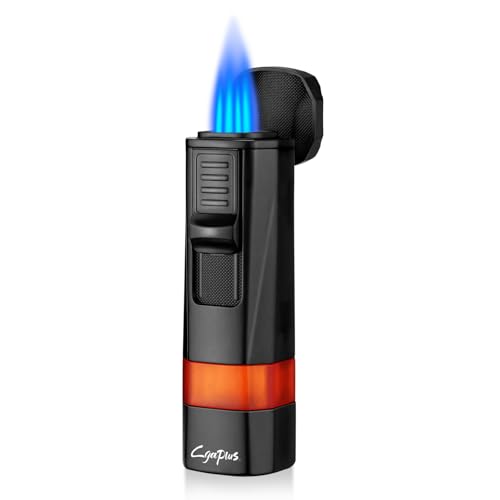 Encendedor de antorcha triple recargable negro miniatura 2