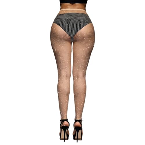 Image of Zaeinckk Women's Fishing Net Top Thigh Stockings Adorable Semi Sheer Shimmery Skin color