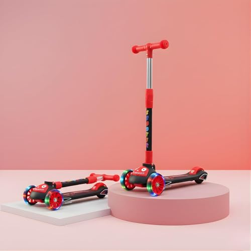 Image of Crackles Foldable Kick Scooter for Kids with LED Light Wheels | Skating Cycle Style Scooter with Adjustable Handle & Foldable Design Lightweight Ride-On Toy for Boys & Girls Outdoor Toy