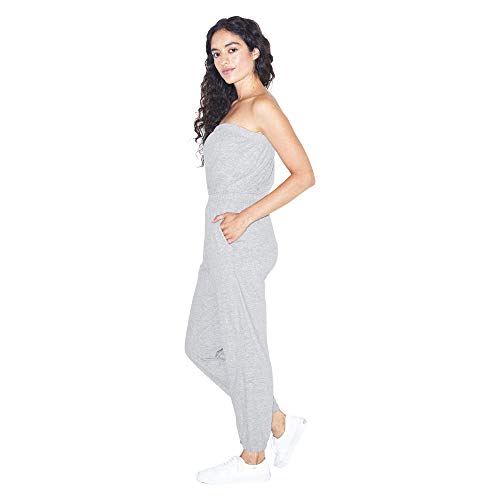 American Apparel Women's Fine Jersey Strapless Jumpsuit, Heather Grey, X-Small