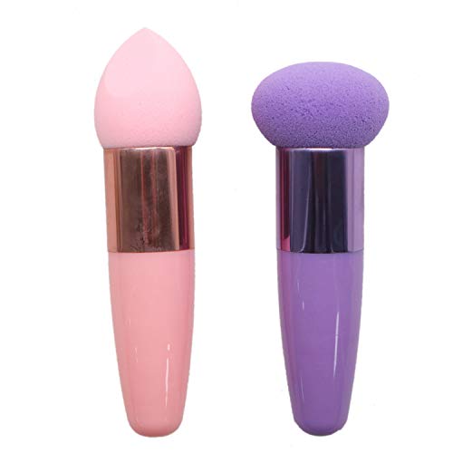 JETEHO 2Pcs Cosmetic Brushes Liquid Cream Foundation Concealer Sponge Lollipop Brush for Women (Pink and Purple)