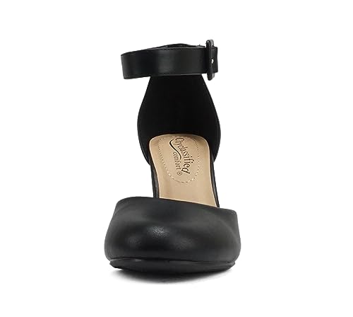 CITYCLASSIFIED “Kelly” ~ Women Comfort Foam Closed Toe Closed Back Counter High Block Heel Pump with Adjustable Ankle Strap3