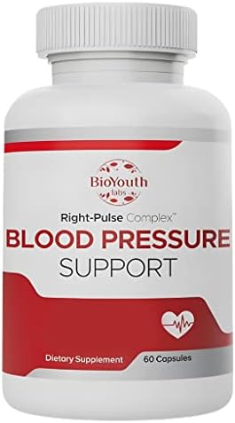 BioYouth Labs Blood Pressure Support Supplements for Adults, 60 Capsules - Nutritious Blend of Olive Leaf Extract, Garlic, Hibiscus & Magnesium for High Blood Pressure & Cardiovascular Support