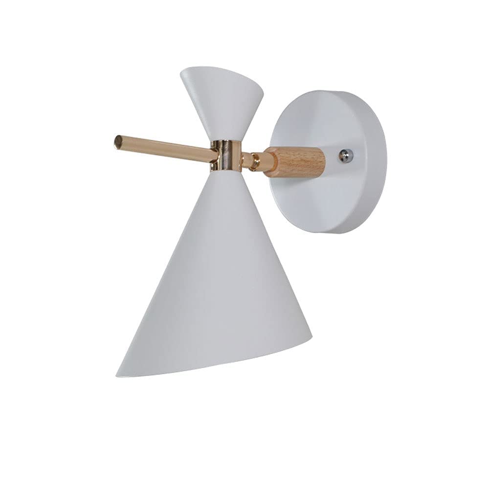 SXECAEPS Nordic Wall Lamp Bedroom Bedside Light, 360° Rotation Sconce Metal Lantern, Modern Headboard Lighting Fixtures for Reading Corridor Living Room Study Room/White