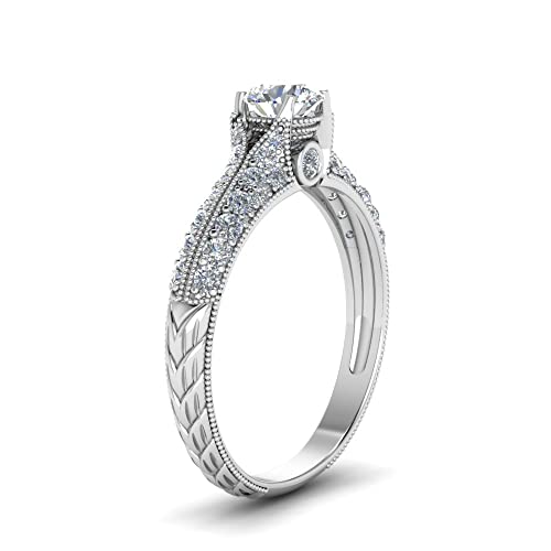 Image of Choose Your Gemstone 2 Row Milgrain Diamond CZ Ring 925 Sterling Silver Round Shape Vintage Engagement Rings Matching Jewelry Wedding Jewelry Easy to Wear Gifts US Size 4 to 12