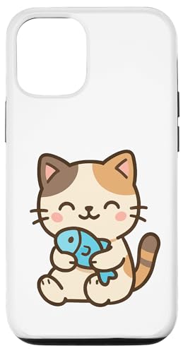 魚 カワイイ猫の絵描きかわいい動物のアートワーク。 スマホケース iPhone 12/12 Pro 用