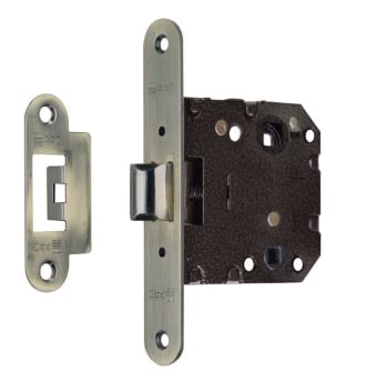 Picaporte pestillo para puertas de paso de madera embutido unificado medida 47mm cantos redondos, agujero de manivela 8 mm y 6 mm en cierre, para puertas de madera interior