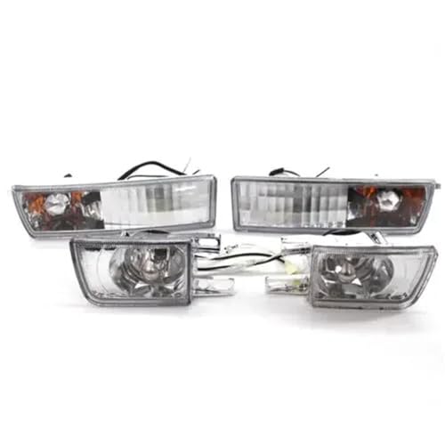 LDGSUPH Compatible With VW Jetta MK3 Golf 1992 1993 1994 1995 1996 1997 4PCS Set Clear Car Front Bumper Fog Light + Turn Signal Lamp