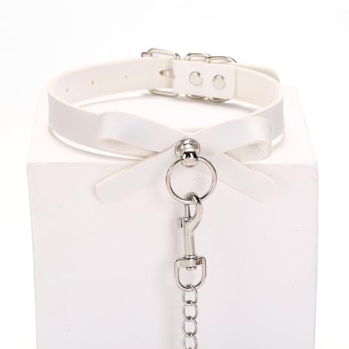 Collier et laisse souple anti-irritation avec nœud papillon blanc pour petit chien - 12