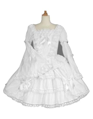 Amazon Co Jp ピュアなイメージ 白 ワンピース 白 長袖ワンピース フリル リボン ロリータ M ホビー