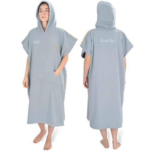 Personalize Beach Poncho with Custom Embroidery: Names, Monograms, and Initials. 100% Cotton Cover up to Change Under Garment