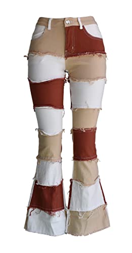 Aodrusa Bell Bottom Jeans for Women Flare 90s Raw Hem Frayed Midrise 70s Denim Y2k Pants