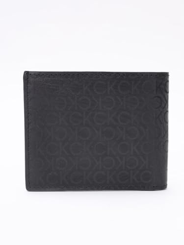Image of Calvin Klein Logo black leather bi-fold wallet
