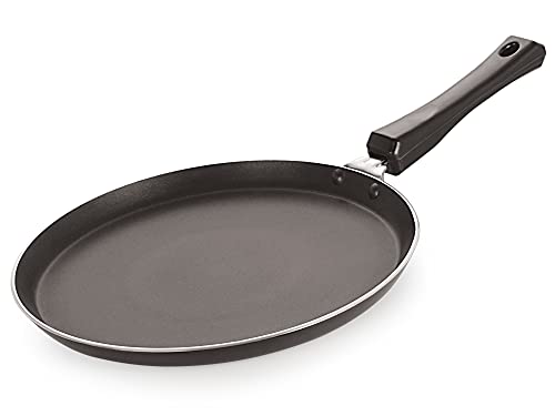 Image of Nirlon Roti /Chapati /Dosa Tawa 26cm with Heat-Resistant Handle, Heavy Guage 3mm Thickness Aluminum Cookware for Induction /Gas Stove Tops, 3-Layer Nonstick Coatings -Black
