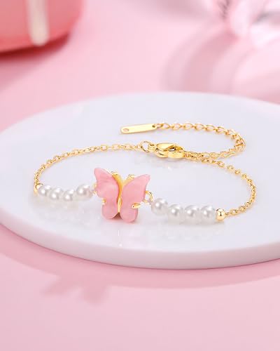 Image of Happy 6 8 10 Year Old Birthday Gifts for Girls Butterfly Bracelet