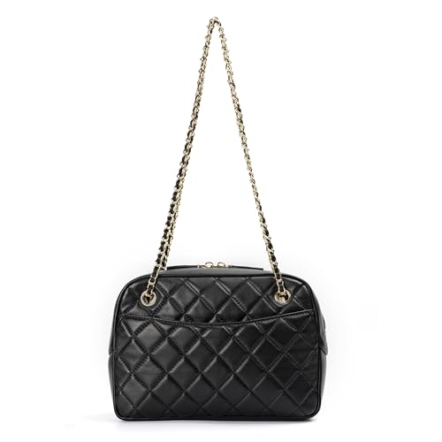 DORIS&JACKY Leather Quilted Shoulder Bag for Women, Soft Lambskin Designer Crossbody Chain Purse