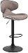CLP Sgabello Design Cucina Las Vegas I Sedia Sgabello Imbottita In Stoffa Girevole Regolabile Con Schienale 62-82 CM, Colore:tortora, Colore del telaio:nero