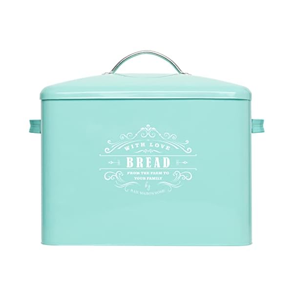 Extra Large Teal Farmhouse Bread Box for Kitchen Countertop - Breadbox Holder Fits 2+ Loaves - Bread Storage Container Bin - Rustic Bread Keeper Vintage Metal Kitchen Decor for Counter(Bread Box) Extra Large Teal Farmhouse Bread Box for Kitchen Countertop - Breadbox Holder Fits 2+ Loaves - Bread Storage Container Bin - Rustic Bread Keeper Vintage Metal Kitchen Decor for Counter(Bread Box)