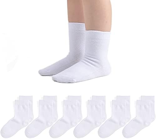 EPEIUS Girls Socks Seamless Cotton School Dress Socks Kids Boys Crew 6 Pack