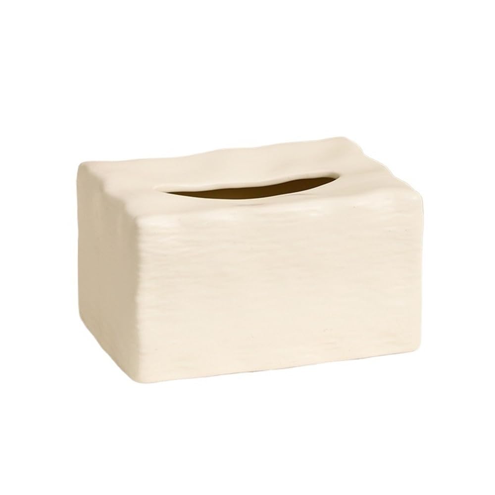 Tissue Holder Dispenser Tissue Box Ceramic Square Solid Color for Home Living Room Drawer for Living Room