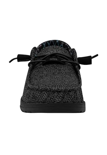 HEYDUDE Women's Wendy Sox Micro Total Black Size 7 | Women’s Shoes | Women’s Lace Up Loafers | Comfortable & Light-Weight