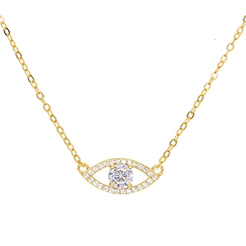 DZBERHX Colgante Plata Ley con diseño Mal Ojo Turco, circonita cúbica Grande, Collar para Mujer de + 5cm