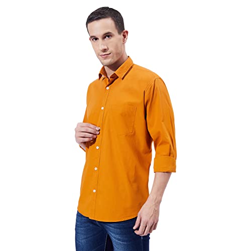 Image of Ben Martin Men's Cotton Regular Collar Shirt with Chest Pocket || Classic Collar, Slim Fit, Casual & Formal Wear || Soft & Breathable Fabric || Full Sleeve Shirt for Men