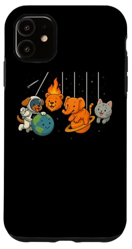 おもしろ 宇宙 惑星 ニュートン 振り子Tシャツ スマホケース iPhone 11 用