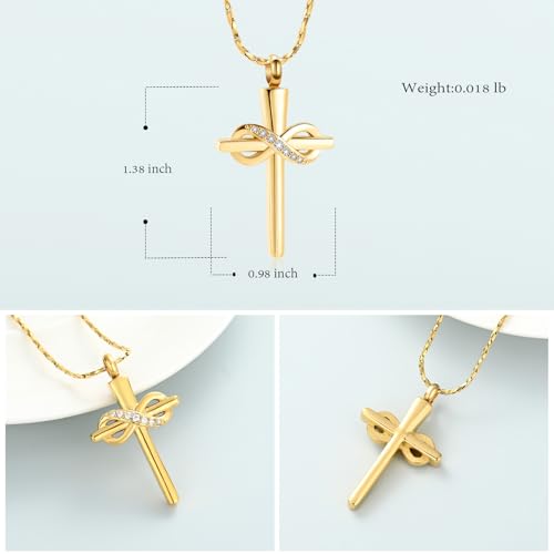 Imrsanl Infinity Love Cross Cremation Jewelry Ashes Religious Cross Urn Pendant Necklace for Women Men Pet Ashes Memorial Keepsake Jewelry2