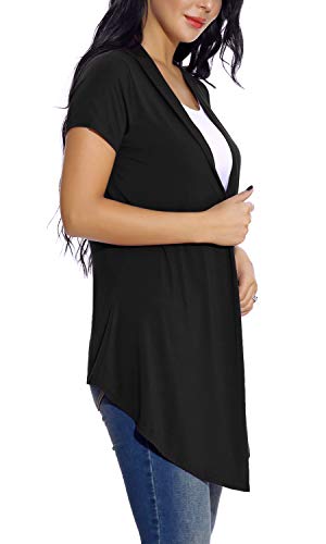 Women's Open Front Drape Cardigan Short Sleeves Solid Lightweight Cardigan4