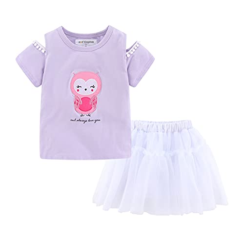 Image of Mud Kingdom Infant Toddler Girls Tulle Skirts Set Outfit T-Shirts Cute Print Casual Summer