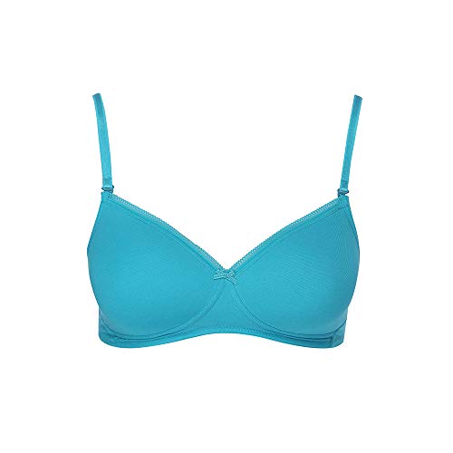 Image of Van Heusen Women Bra - Cotton Easy Set Lycra - Anti Bacterial, Wireless, Breathable Pads, Full Coverage 11002 Peacock Blue 34B