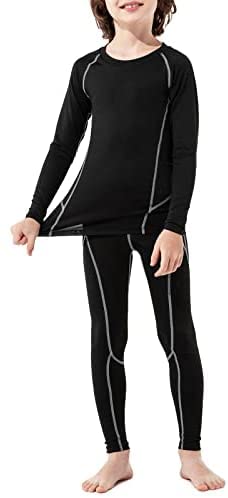 Youth Kids Boys Girls Compression Shirt and Pant Long Sleeve Base Layer Set Athletic Football Baseball Basketball Baselayer