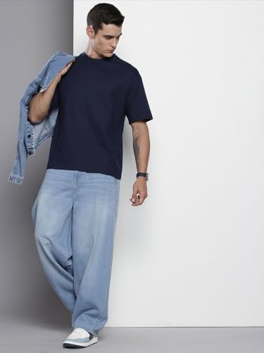 Image of The Indian Garage Co Men Skater Fit Solid Mid-Rise Jeans
