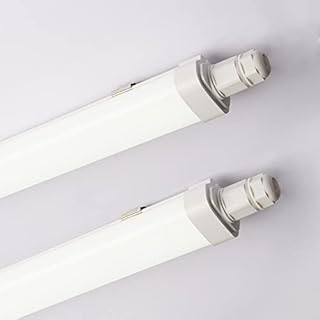 Sundertech LED Batten Light 4FT, Waterproof Integrated Tube Light 1.2m [Pack of 2] with Built-in Screw Fit Connector 30W 3420lm IP65 6500K for Workshop Warehouse Triproof Fluorescent Tubes