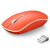 JOYACCESS Wireless Gaming Mouse, Slim Portable USB Mouse for Laptop, Computer, PC (Orange Red)