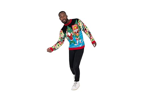 Blizzard Bay Men's Ugly Christmas North Pole Pickle Ball Drink Pocket Sweater - Main Image