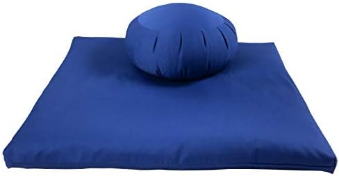 Buckwheat Zafu and Zabuton Meditation Cushion Set (2pc), Royal Blue