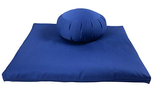 Buckwheat Zafu And Zabuton Meditation Cushion Set (2Pc), Royal Blue #TOP30