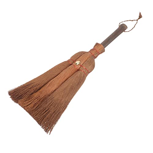 FOMIYES 3pcs Brown Silk Broom Indoor Mini Broom Chinese Decor Straw Broom Desktop Broom Computer Dust Brush Broom Tool Cleaning Supplies Household Small Broom Natural Handle