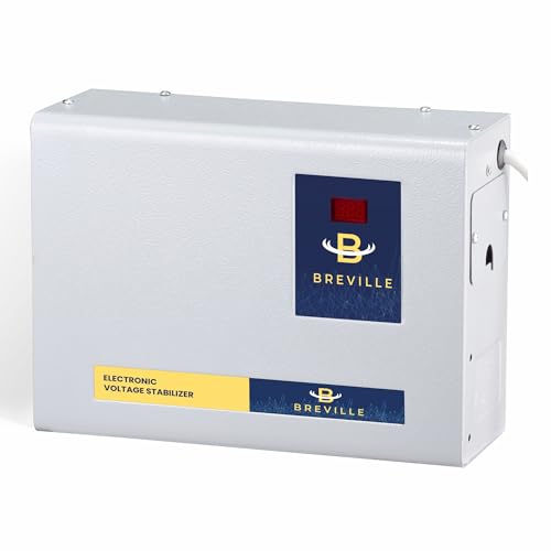 Image of Breville 5kVA Double Booster Digital Voltage Stabilizer Upto 2 Ton AC | 130V-285V | Digital Display | Low & High Voltage Protection for Inverter, Split & Window AC | 3-Year Warranty (Grey)