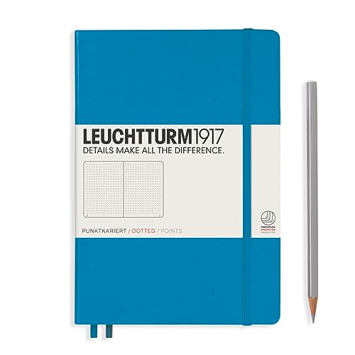 Image of LEUCHTTURM1917 - Notebook Hardcover Medium A5-251 Numbered Pages for Writing and Journaling (Azur, Dotted)
