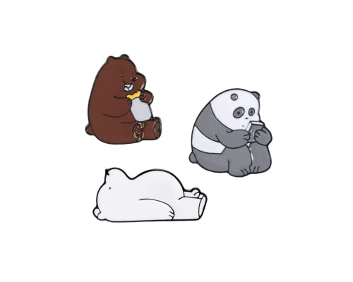 Image of Set of 3 Bear Enamel Pins for Bags, Jackets, Hats & Tops - Cute Fashion Accessory Bear Cartoon Brooches
