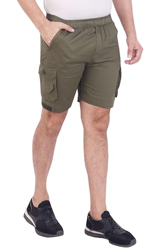 Image of Men Cotton Regular Fit Solid Short | 2 Zipper Pocket | 3 Button Pockets | Versatile Half Pants for Everyday -